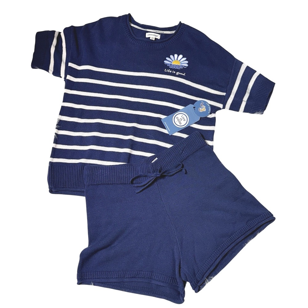 Life Is Good 2 Piece Knit Set Women's Medium New with Tags! Blue